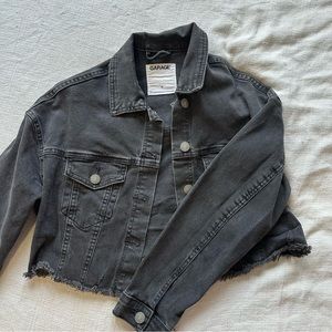 Cropped black jean jacket